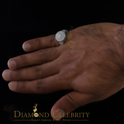 DiamondCelebritees Sterling White Silver Round-Shaped 4.75ct Cubic Zirconia Mens/Womens Ring Size 8