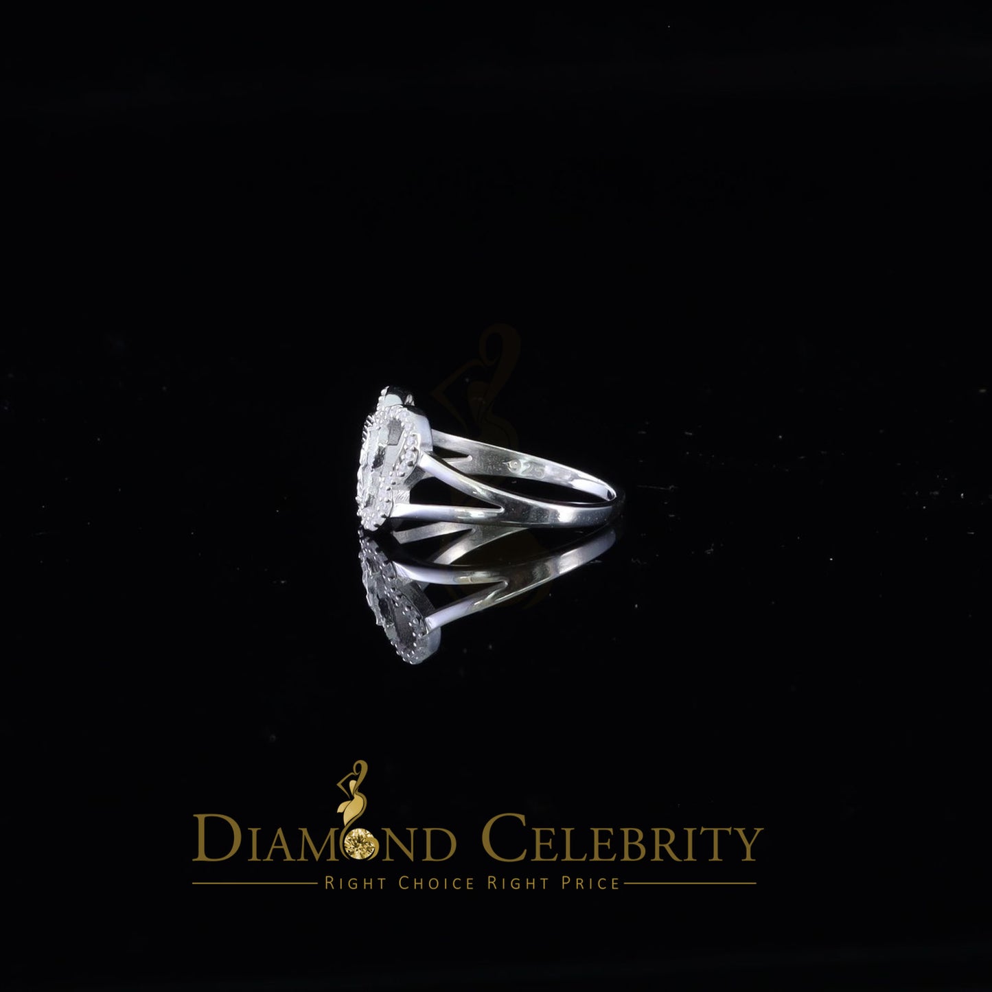 DiamondCelebritees Religious White Butterfly 925 Silver CZ Mother Mary Women's Ring Size 9.5