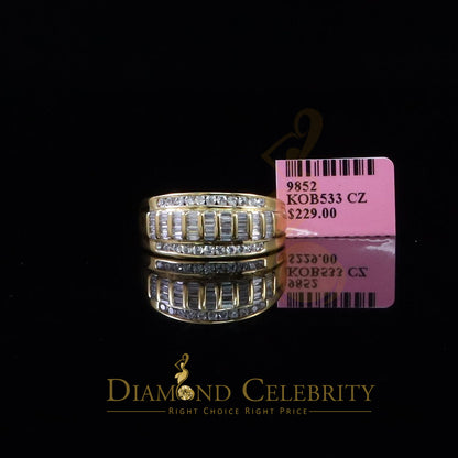 DiamondCelebritees 925 Sterling Silver Yellow 1.75ct Cubic Zirconia Women's/Men's Ring Size 10
