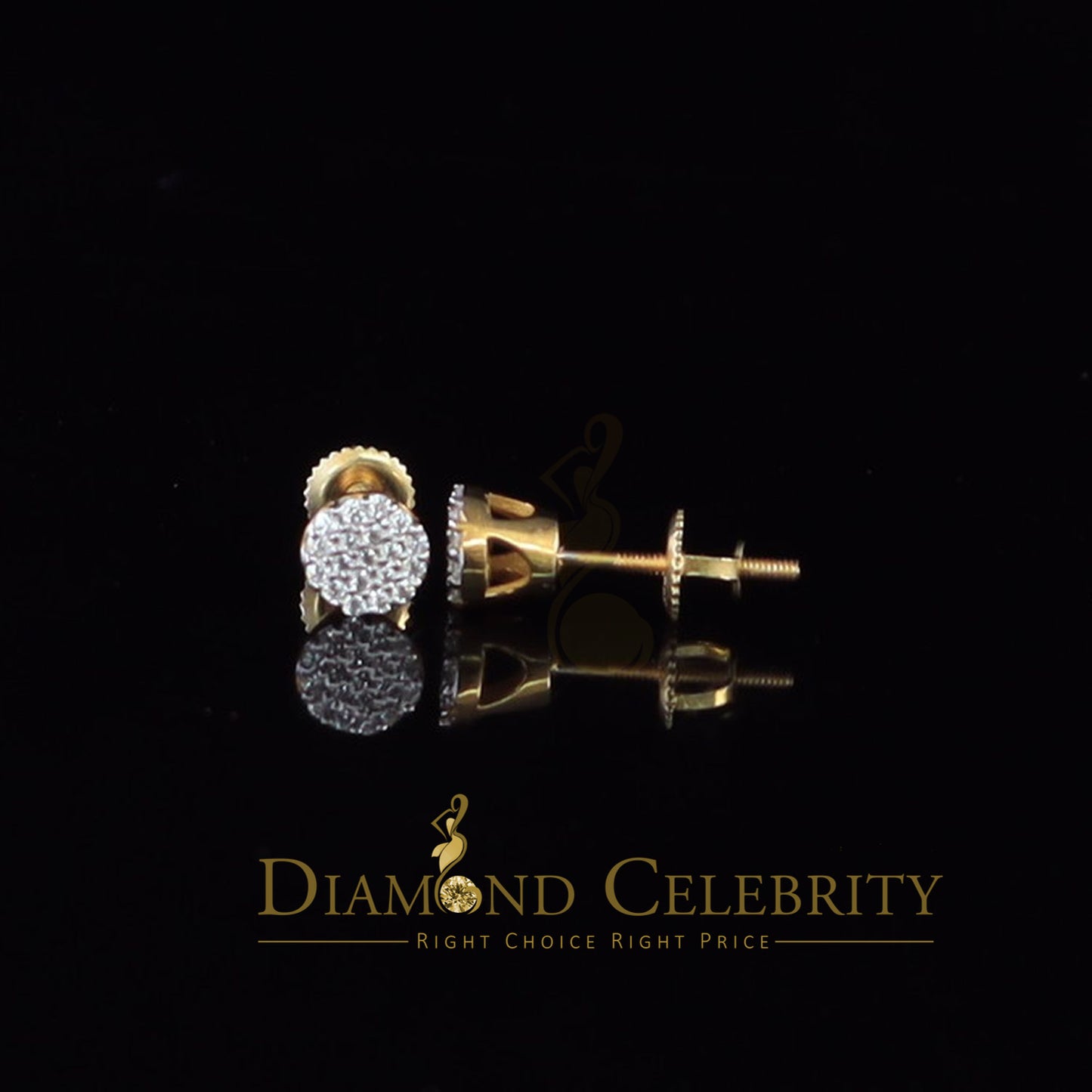DiamondCelebritees  0.30ct Cubic Zirconia 925 Yellow Silver Aretes Para Hombre Women Round Earrings