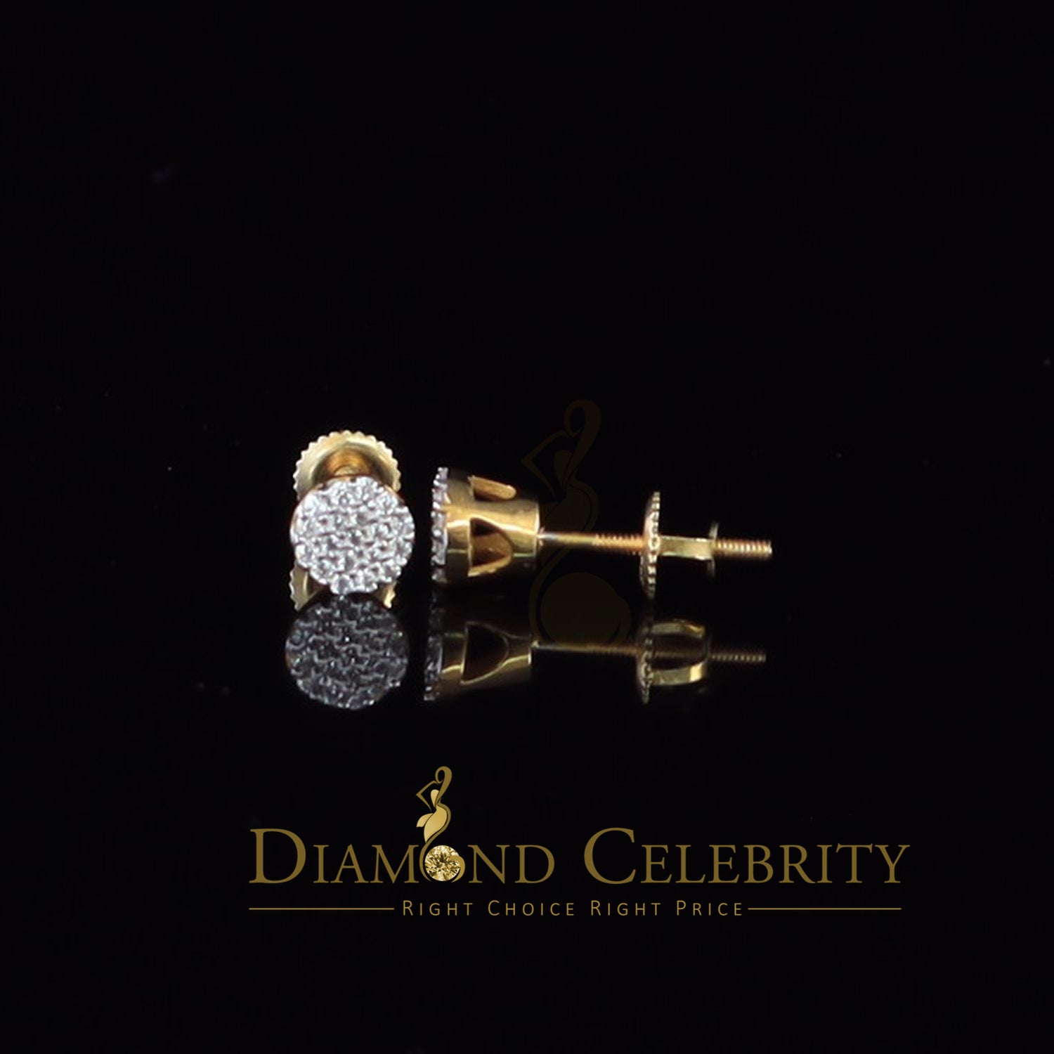 DiamondCelebritees  0.30ct Cubic Zirconia 925 Yellow Silver Aretes Para Hombre Women Round Earrings