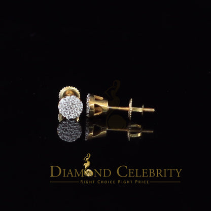 DiamondCelebritees  0.30ct Cubic Zirconia 925 Yellow Silver Aretes Para Hombre Women Round Earrings