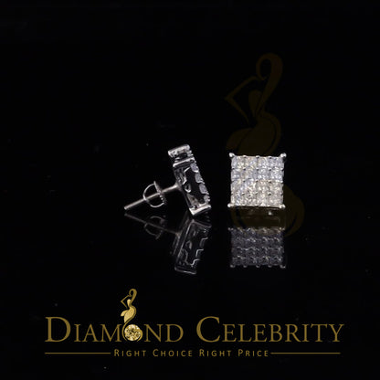 DiamondCelebritees  925 White Silver 2.88ct Cubic Zirconia Women's & Men's Hip Hop Square Earrings