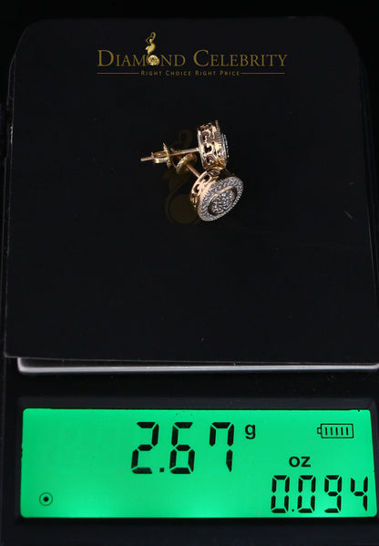 DiamondCelebritees 10K Real Yellow Gold Real Diamond 0.50CT Men's/Women's Stud Round flower Earring