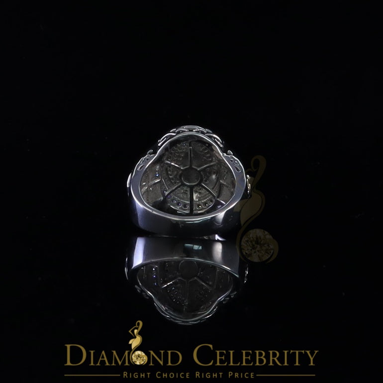 DiamondCelebritees 925 Silver White 1.75ct Cubic Zirconia Oval Wide Band Cocktail Men's Ring SZ 10