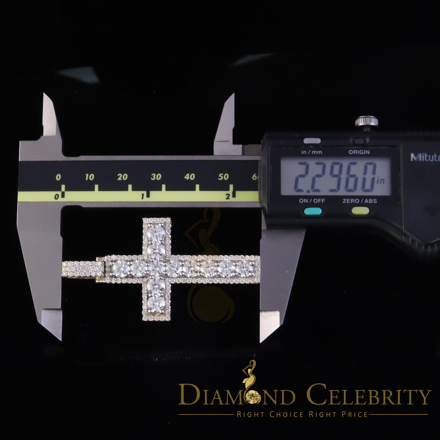 Diamondcelebritees Moissanite Men's & Women 7.50ct VVS D Sterling Yellow Silver Charm Cross Pendant