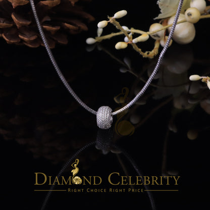 DiamondCelebritees Women's Fancy White Big 925 Sterling Silver Slide Ball Pendant W/ Cubic Zirconia