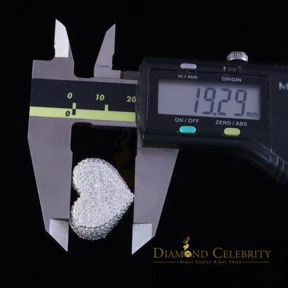 DiamondCelebritees Sterling Men's 925 White Silver 5.00ct VVS 'D' Moissanite Heart Ring Size 8