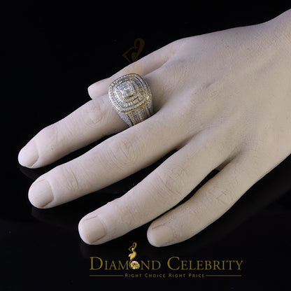 DiamondCelebritees Men's 925 Sterling Silver 5.50ct VVS 'D' Moissanite Yellow Round Rings Size 10