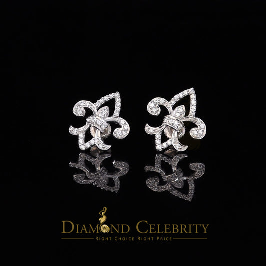 DiamondCelebritees  0.60ct Cubic Zirconia 925 White Silver Women's Fleur de Lis Screw Back Earrings