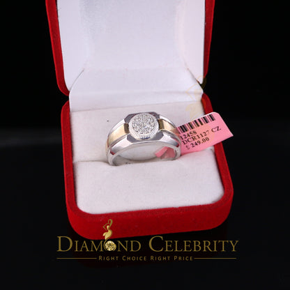 DiamondCelebritees 925 Silver White 0.38ct Cubic Zirconia Wide Men's Engagement Band Ring Size 11.5