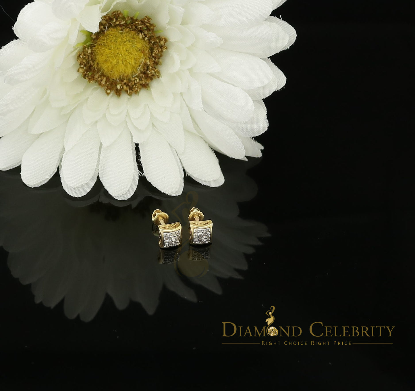 DiamondCelebritees 10K Yellow Real Gold Real Diamond 0.10CT Mens /Ladies Studd Earring