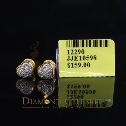 DiamondCelebritees Aretes Para Hombre Heart 925 Yellow Silver 0.08ct Diamond Women's /Men's Earring