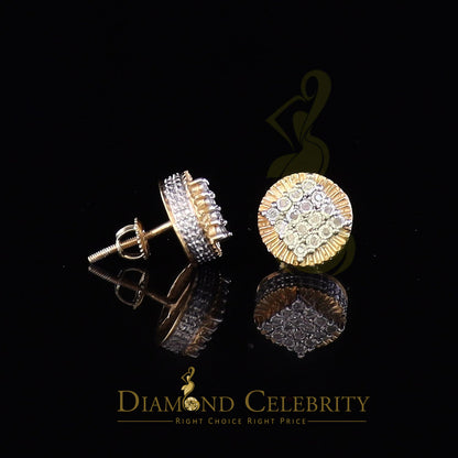 DiamondCelebritees 925 Sterling Silver Yellow Hip Hop 0.15ct Diamond Men's & Women's Round Earrings