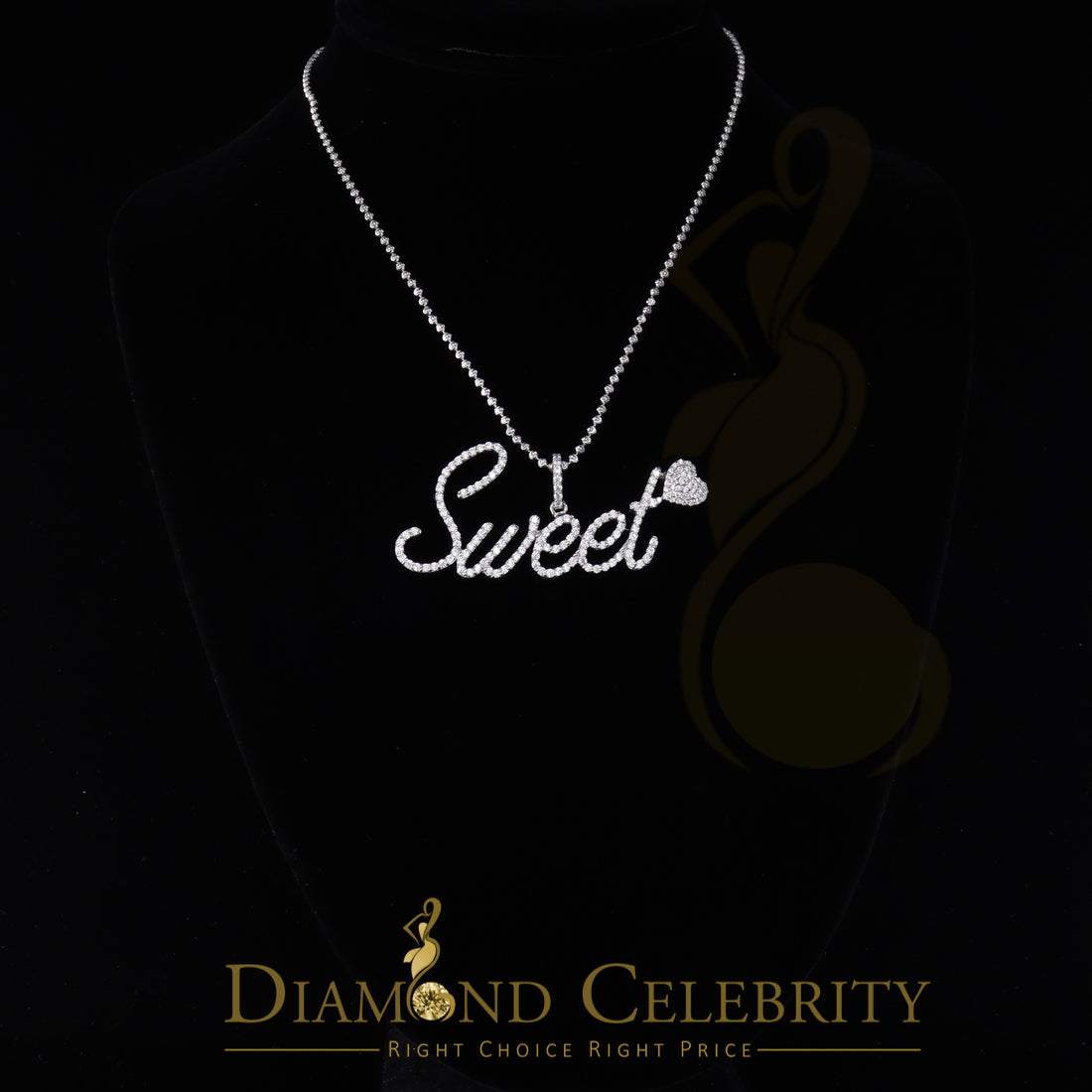 DiamondCelebritees White 925 Fancy Sterling Silver Sweet Tiny Heart Pendant 4.26ct Cubic Zirconia
