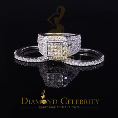 DiamondCelebritees 5.94ct Cubic Zirconia White 925 Sterling Silver Trio Engagement Womens Ring SZ 7