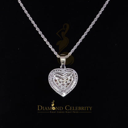DiamondCelebritees 925 Silver White Women's 11.00 ct VVS'D' Pink Moissanite 3D Double Heart Pendant
