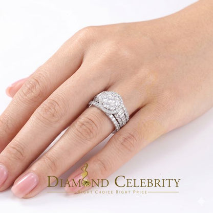 DiamondCelebritees 13.93ct Round Cubic Zirconia White Sterling Silver Wedding Womens Ring SIZE 9