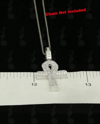 DiamondCelebritees Attractive White ANKH 925 Sterling Silver Pendant with 0.82ct Cubic Zirconia
