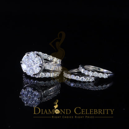 DiamondCelebritees 17.00ct Cubic Zirconia 925 Silver White Ring Multi Row Bridal Womens Ring Size 9