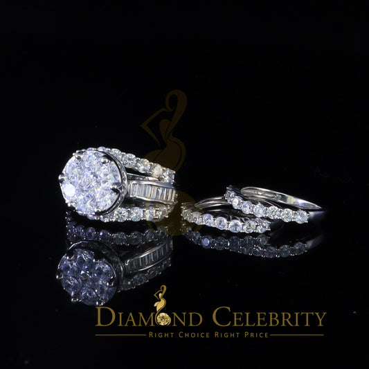 DiamondCelebritees 17.00ct Cubic Zirconia 925 Silver White Ring Multi Row Bridal Womens Ring Size 9