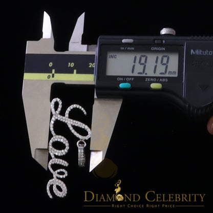 DiamondCelebritees White Attractive" LOVE" Letter 925 Sterling Silver Pendant 2.08ct Cubic Zirconia