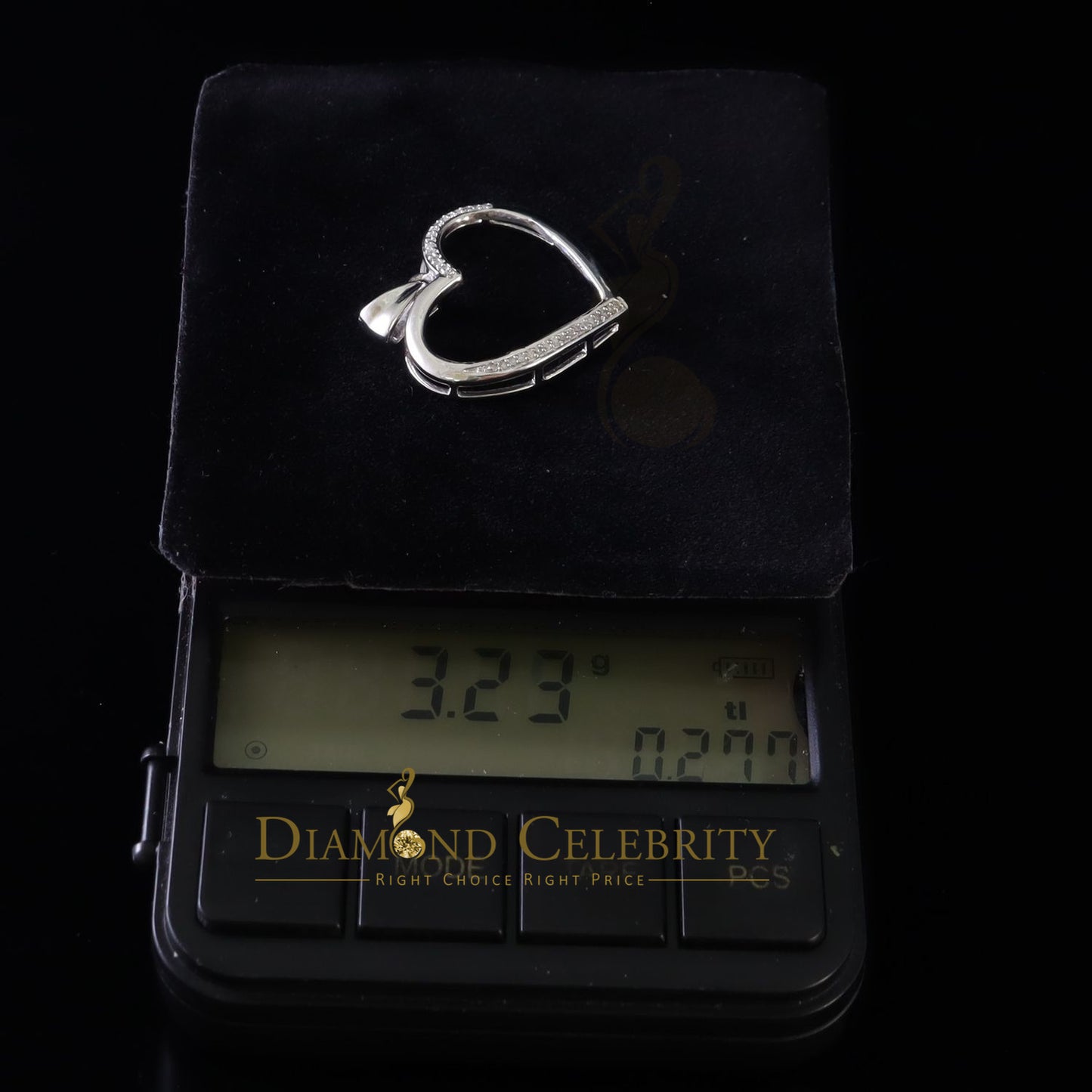 DiamondCelebritees  Real 0.12CT Diamond HEART in 925 Sterling Silver White Charm Necklace Pendant