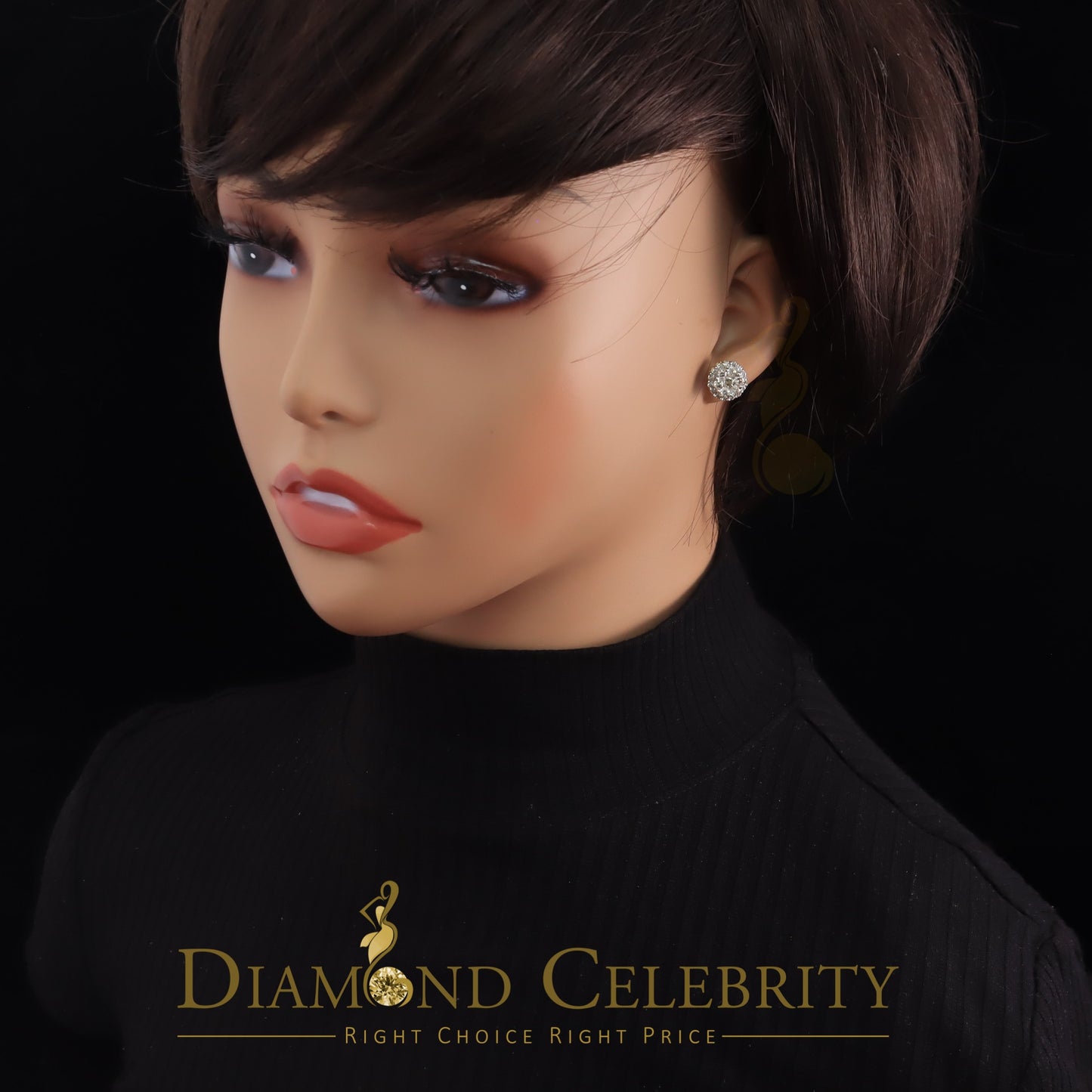 DiamondCelebritees 10K Real Yellow Gold w/Real 1.66 CT Diamond Men's/Women's Stud Earring