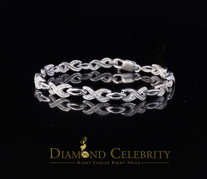 Diamondcelebritees 925 Silver White Exotic Design Bracelet Size 7 Inch 0.20CT Genuine Diamonds