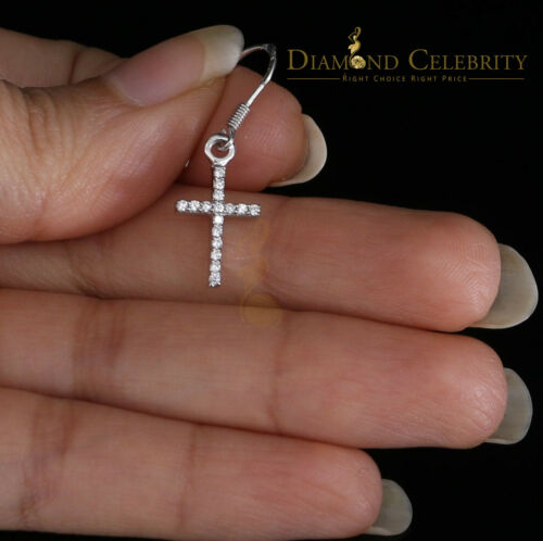 DiamondCelebritees  White 0.40ct Sterling 925 Silver Hip Hop Cross Dangling Women's & Men's Earring