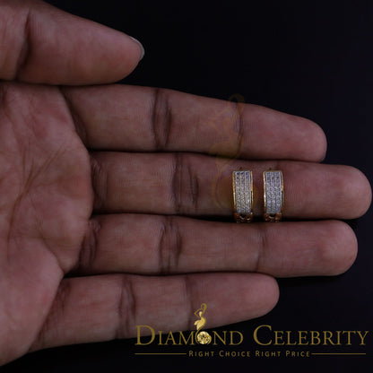 DiamondCelebritees  Hip Hop Yellow 925 Silver 0.66ct Cubic Zirconia Women's & Men's Hoop Earrings