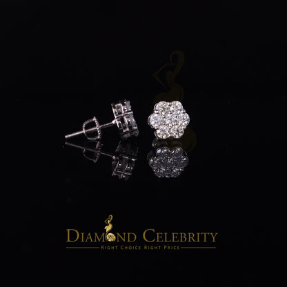 DiamondCelebritees 1.0ct Vvs 'D' Color Genuine Moissanite Stud FLORAL Earrings 10k Real White Gold