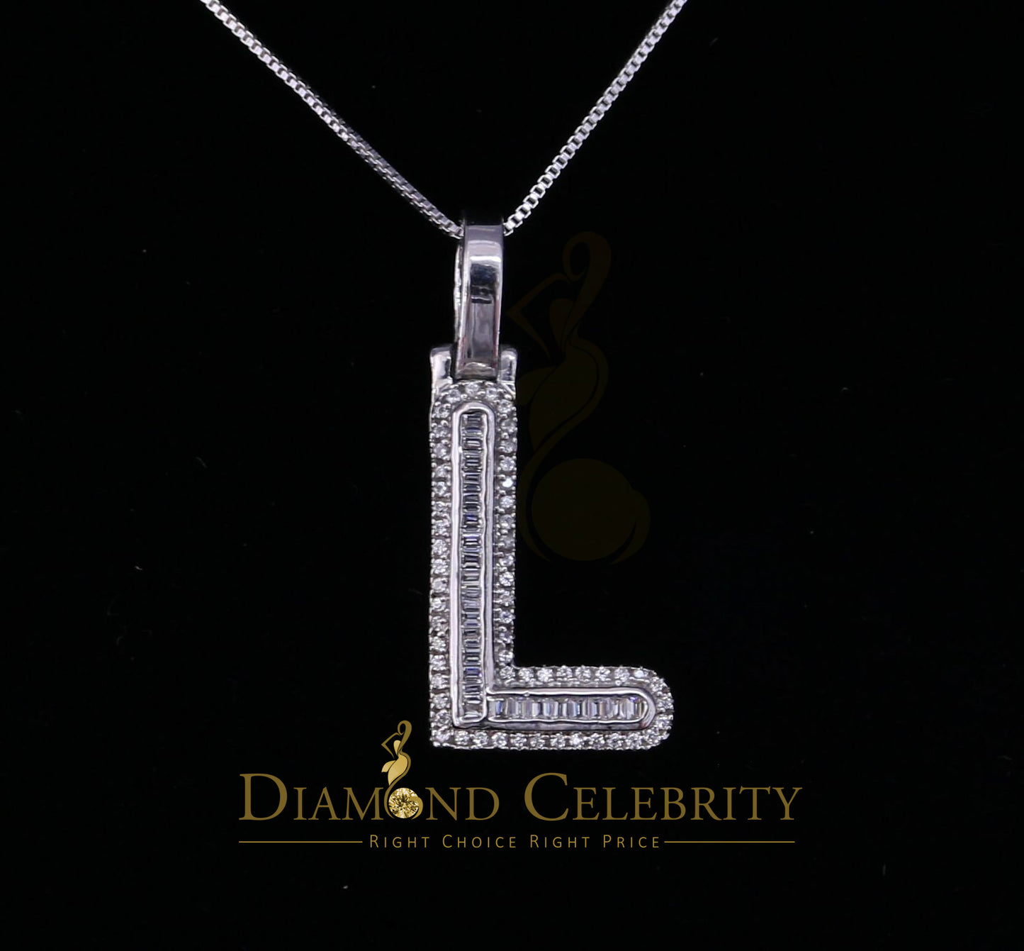 DiamondCelebritees White Bugutte Initial All Alphabet Sterling Silver Pendant with Cubic Zirconia