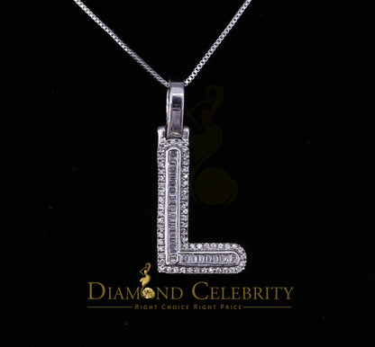 DiamondCelebritees White Bugutte Initial All Alphabet Sterling Silver Pendant with Cubic Zirconia