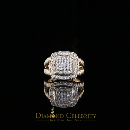 DiamondCelebritees 1.33ct Yellow Silver Square Cubic Zirconia Womens Adjustable Ring From SZ 8 to10
