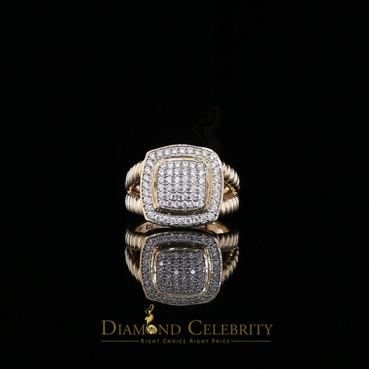 DiamondCelebritees 1.33ct Yellow Silver Square Cubic Zirconia Womens Adjustable Ring From SZ 8 to10