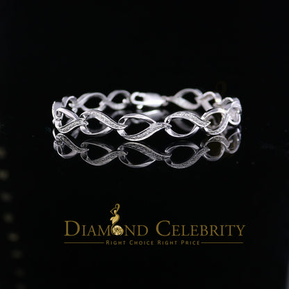 Diamondcelebritees 0.20CT Real Diamond 925 Sterling Silver White Fancy Bracelet Size 7 Inches