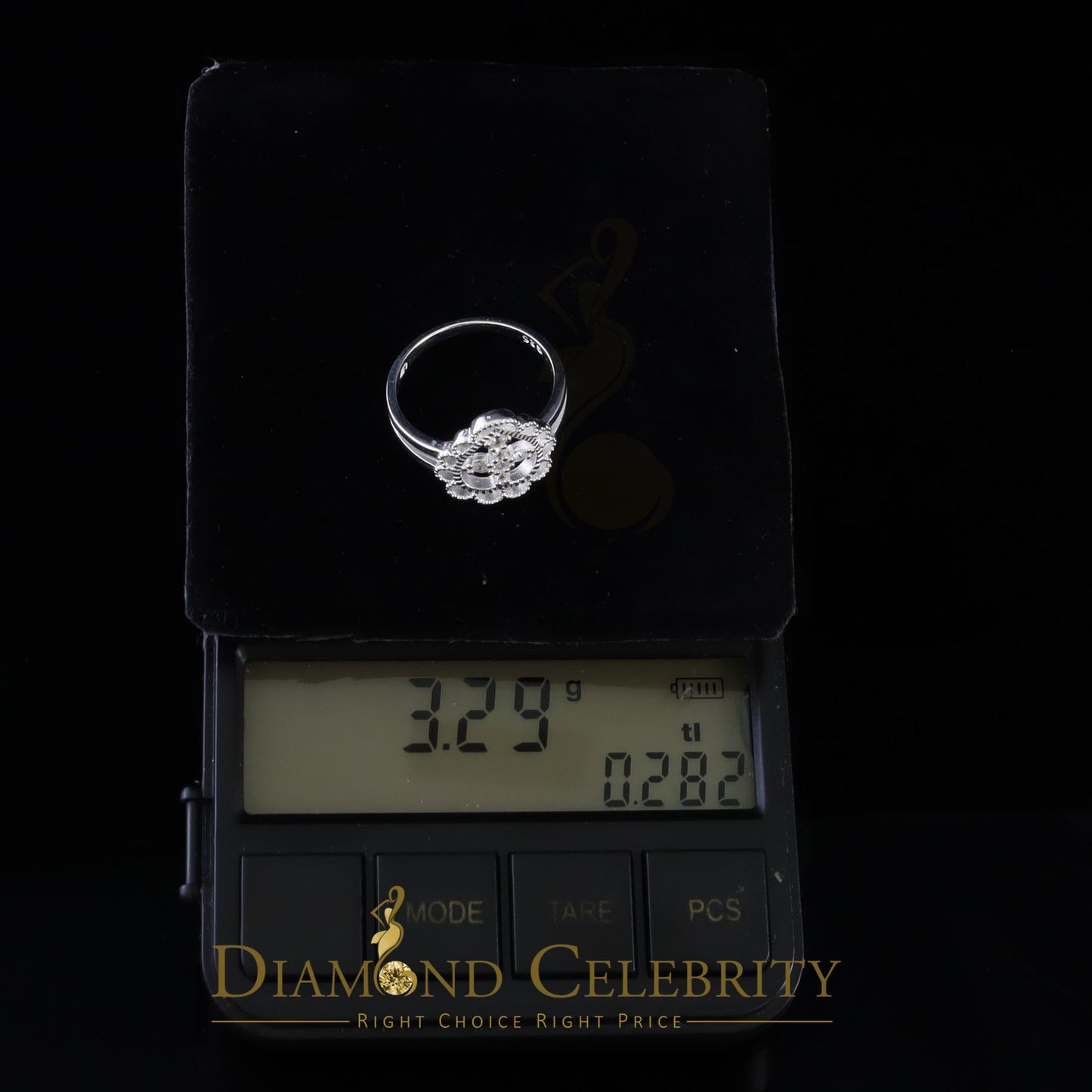 DiamondCelebritees Religious White 925 Sterling Silver Cross in Heart CZ Women's Ring Size 9