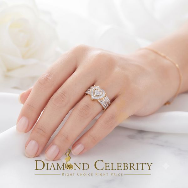 DiamondCelebritees Yellow Silver Heart Ring SZ 7 Real Diamond 0.10ct 925 Sterling Womens Engagement