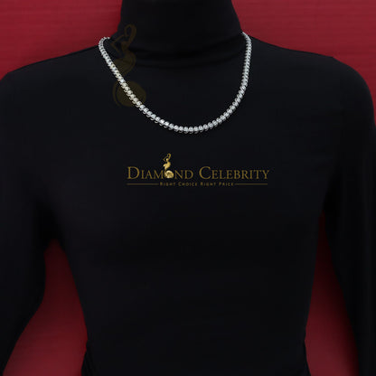 DiamondCelebritees 925 Silver White 20ct Moissanite Tennis Men's Necklace size 21.5 inch & Widt 6mm