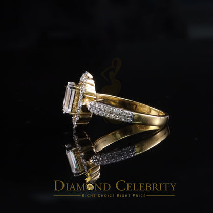 DiamondCelebritees Emerlard Cut 925 Yellow Silver 2.00ct VVS D Moissanite Enagement Lady Ring SZ 7