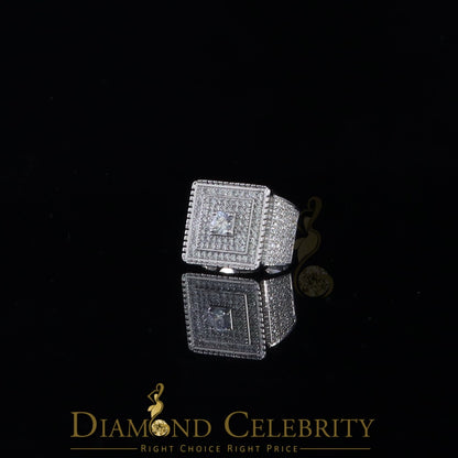 DiamondCelebritees Men's 6.25ct Cubic Zirconia White Silver Round Adjustable Ring From SZ 11 to 13