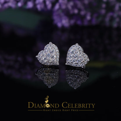 DiamondCelebritees  925 Sterling White Silver 1.64ct Cubic Zirconia Heart Women's Stud Earrings