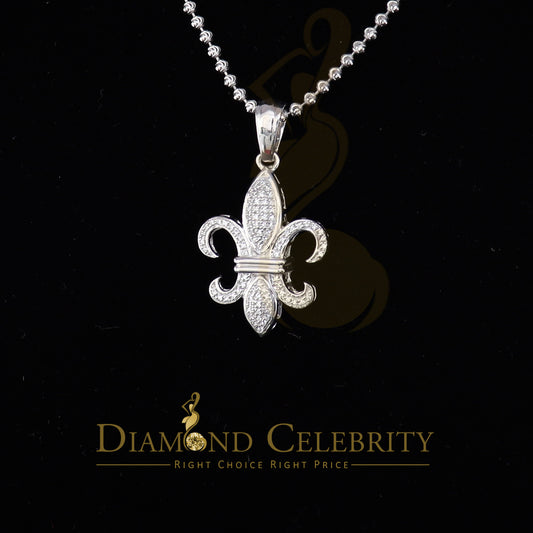 DiamondCelebritees White 925 Fleur de Lis Shape Sterling Silver Pendant with 0.50ct Cubic Zirconia
