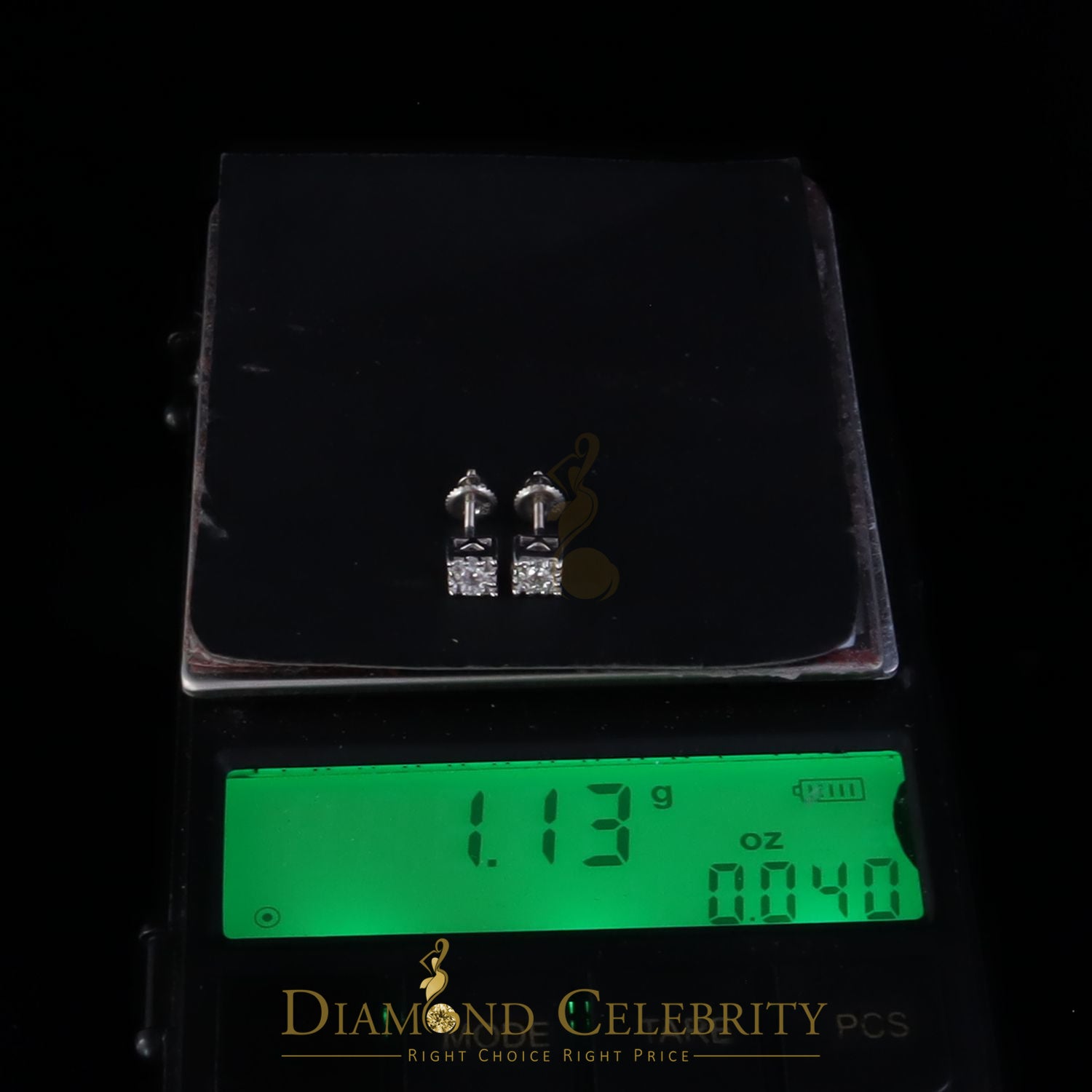 DiamondCelebritees  0.55ct Cubic Zirconia 925 White Sterling Silver Women's Hip Hop Square Earrings
