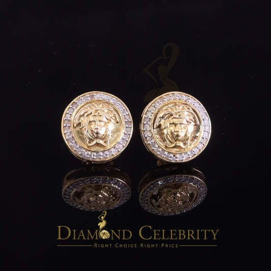 0.20ct Diamond 925 Sterling Yellow Silver for Men's/ Womens Stud Medusa Earrings