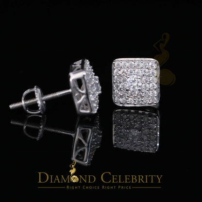 DiamondCelebritees  White 925 Silver 0.81ct Cubic Zirconia Women's & Men's Hip Hop Square Earrings