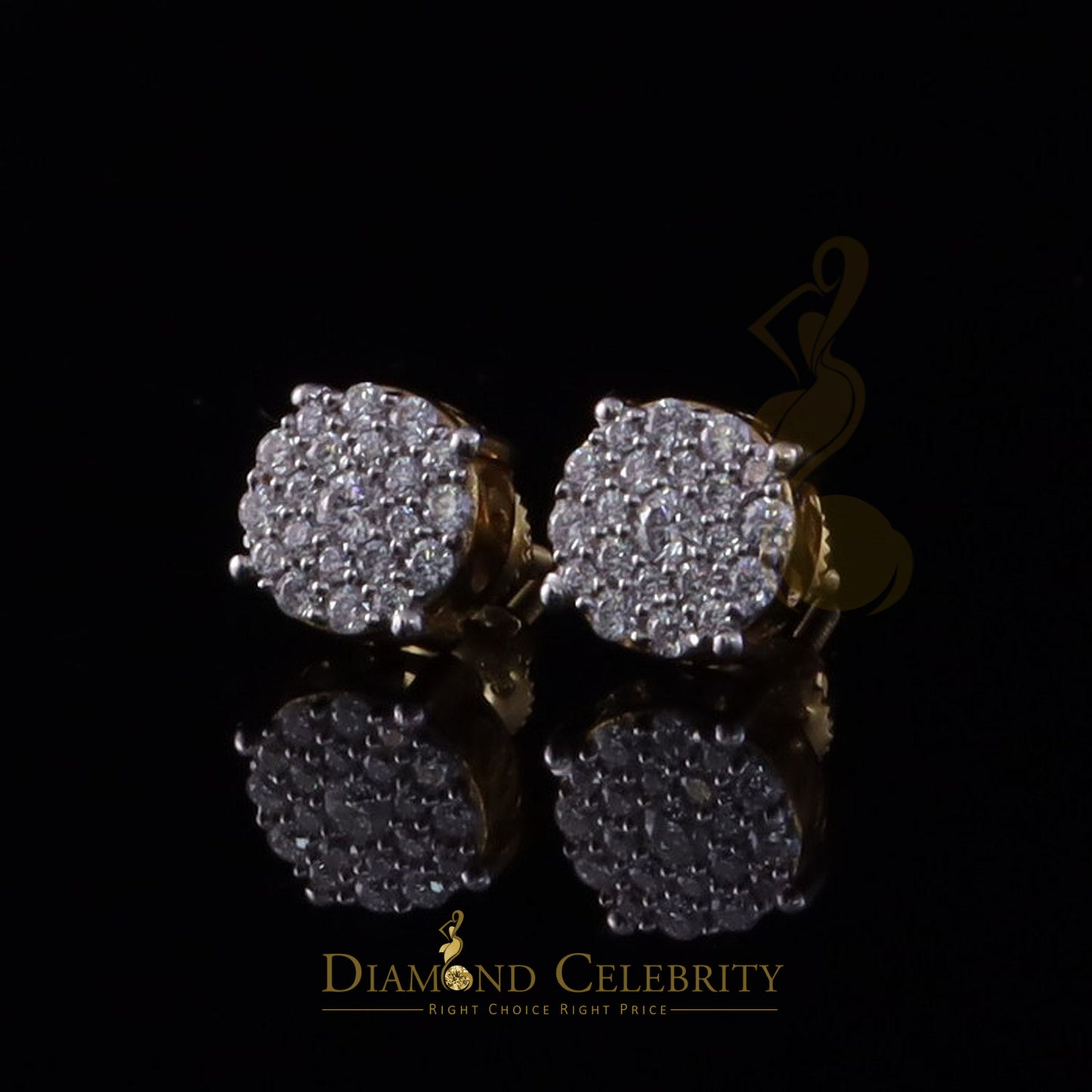 DiamondCelebritees Big Women's/Men's 925 Silver Yellow 0.50ct VVS D Moissanite Round Stud Earrings