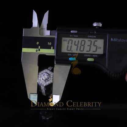 DiamondCelebritees 925 White Sterling Silver Cubic Zirconia 2.44ct Men Adjustable Ring Size 8 to 10