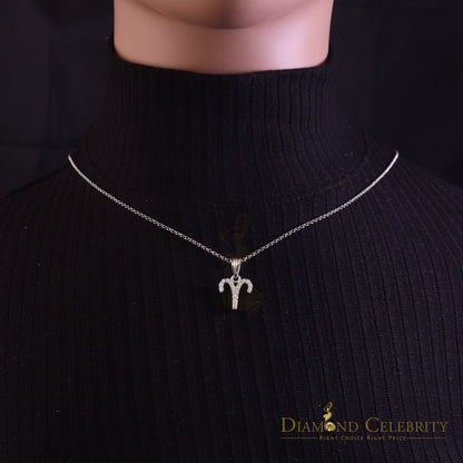 DiamondCelebritees 0.42ct Cubic Zirconia White Silver ARIES-APRIL Month Pendant for Men's & Women's